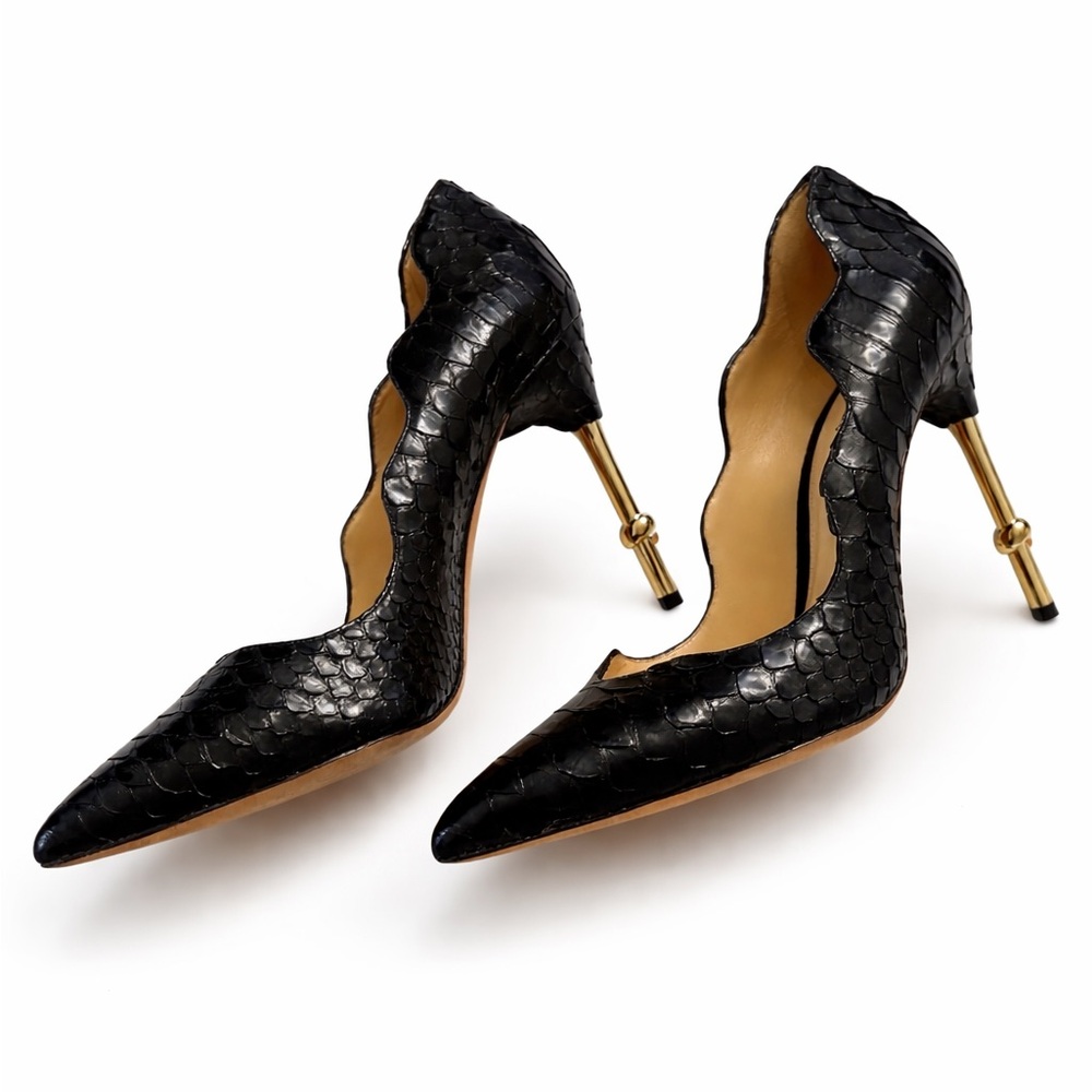 Alexandre Birman Wave Python Heels Black Size 37 - image 1